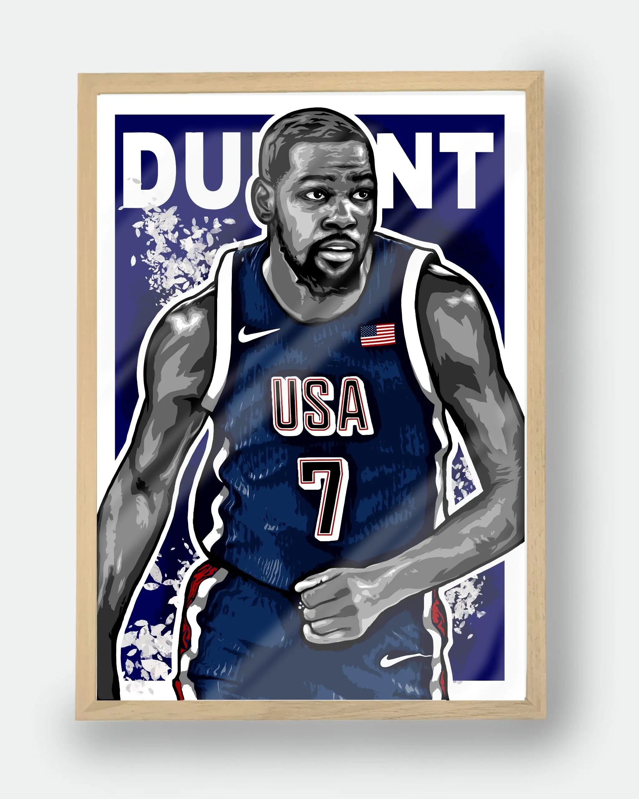 Poster NBA Kevin Durant — édition Hoop Art avec cadre en bois, décoration murale premium inspirée de l’univers du basketball.