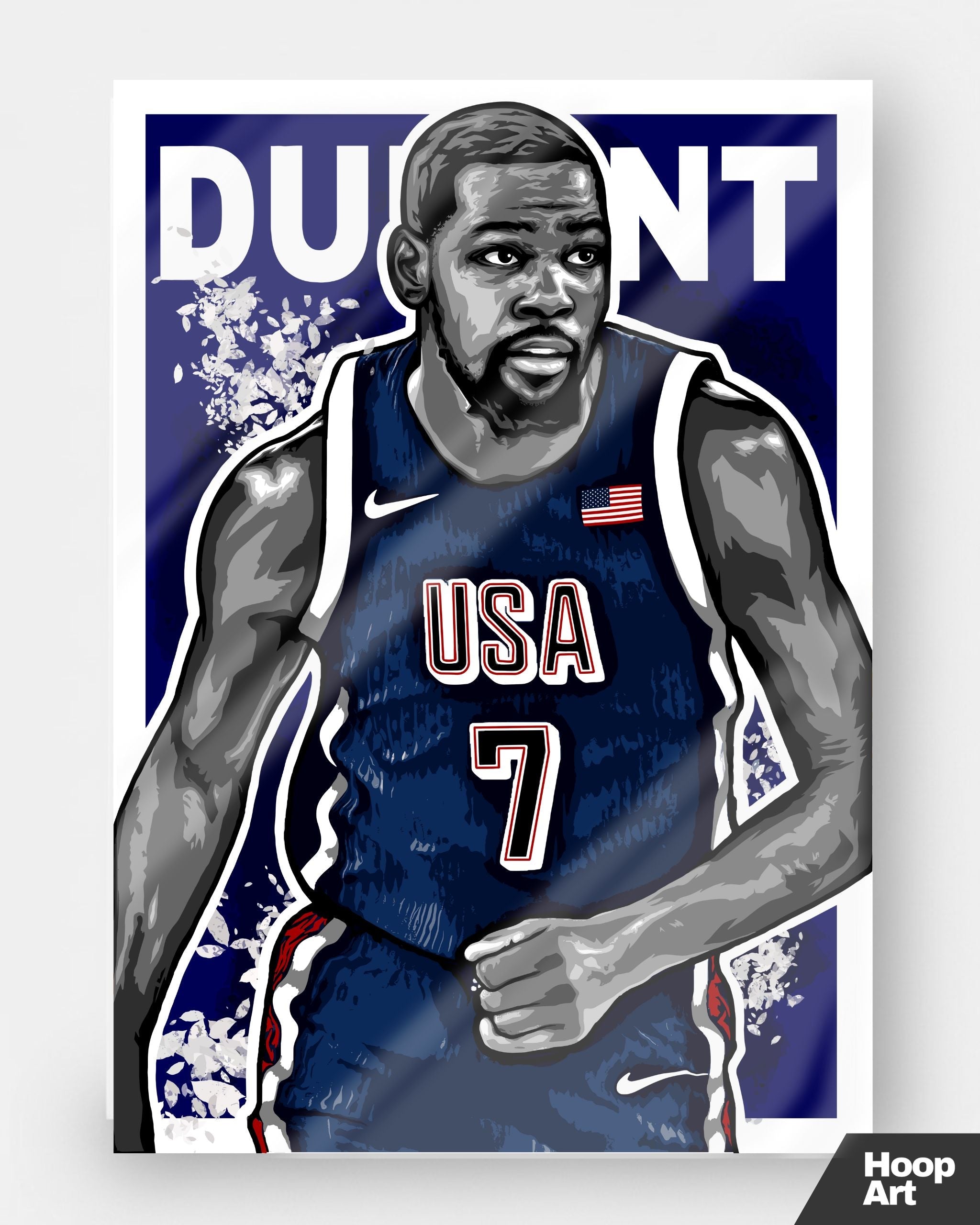 Poster NBA Hoop Art de Kevin Durant, affiche de basketball artistique sans cadre, design moderne et urbain.